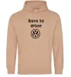 Женская толстовка (худи) Born to drive Volkswagen Песочный фото