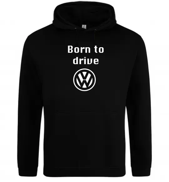 Мужская толстовка (худи) Born to drive Volkswagen Черный фото