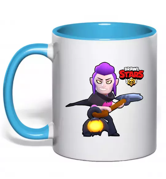 Чашка с цветной ручкой Brawl Stars Мортіс Голубой фото