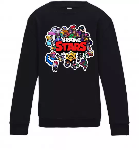 Дитячий світшот Brawl Stars колаж персонажів Чорний фото