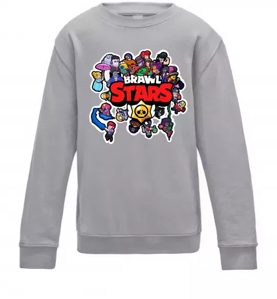 Дитячий світшот Brawl Stars колаж персонажів Сірий меланж фото