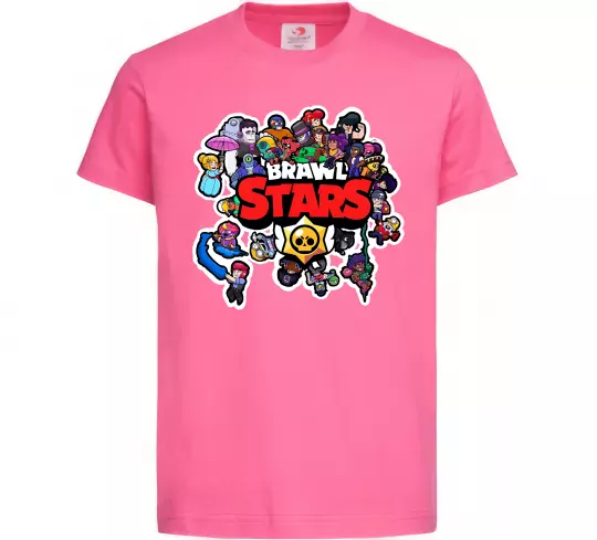 Дитяча футболка Brawl Stars колаж персонажів Яскраво-рожевий фото