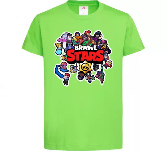 Дитяча футболка Brawl Stars колаж персонажів Лаймовий фото