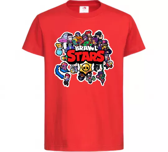 Дитяча футболка Brawl Stars колаж персонажів Червоний фото