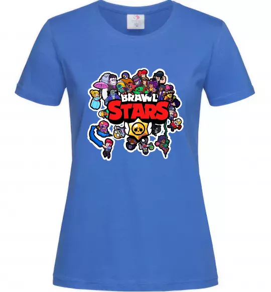 Жіноча футболка Brawl Stars колаж персонажів Яскраво-синій фото