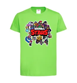 Детская футболка Brawl Stars колаж персонажів Лаймовый фото
