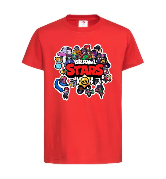 Детская футболка Brawl Stars колаж персонажів Красный фото