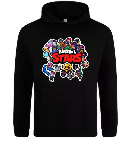 Мужская толстовка (худи) Brawl Stars колаж персонажів Черный фото