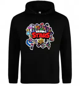 Мужская толстовка (худи) Brawl Stars колаж персонажів Черный фото