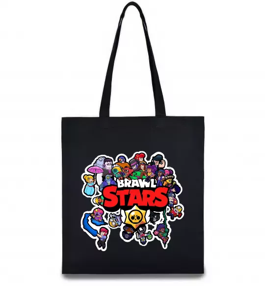 Эко-сумка Brawl Stars колаж персонажів Черный фото