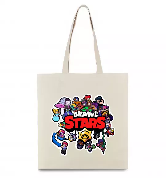 Эко-сумка Brawl Stars колаж персонажів Бежевый фото