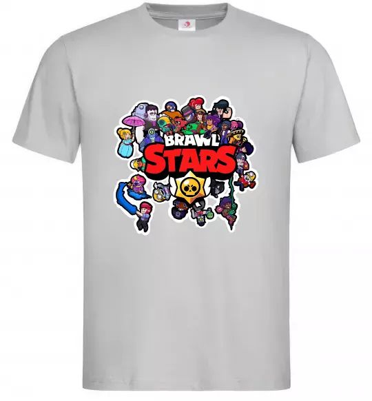 Мужская футболка Brawl Stars колаж персонажів Серый фото