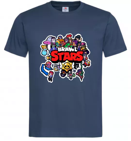 Мужская футболка Brawl Stars колаж персонажів Темно-синий фото