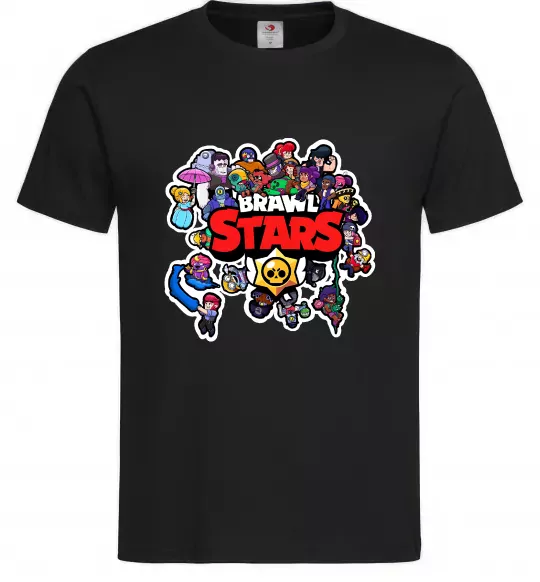 Мужская футболка Brawl Stars колаж персонажів Черный фото