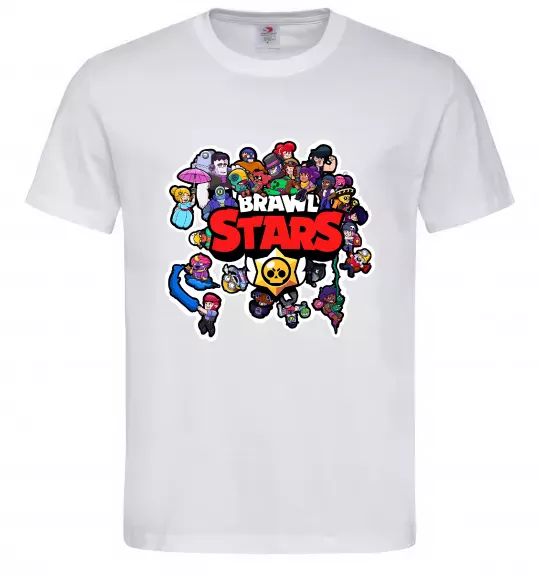 Мужская футболка Brawl Stars колаж персонажів Белый фото