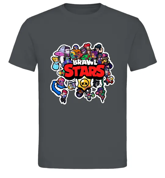 Мужская футболка Brawl Stars колаж персонажів Графит фото