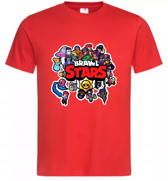 Мужская футболка Brawl Stars колаж персонажів Красный фото