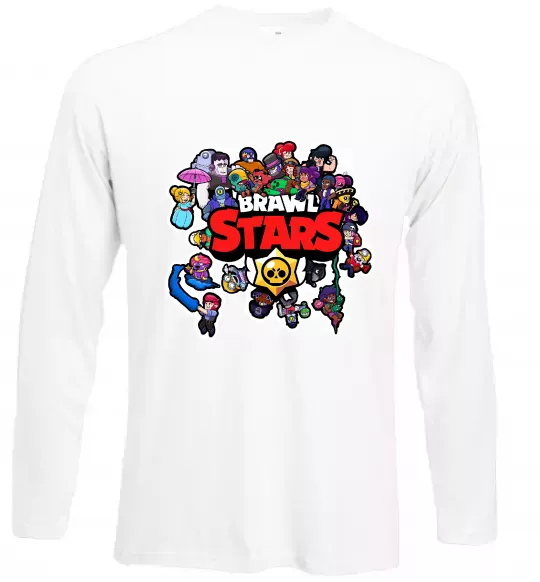 Лонгслив Brawl Stars колаж персонажів Белый фото