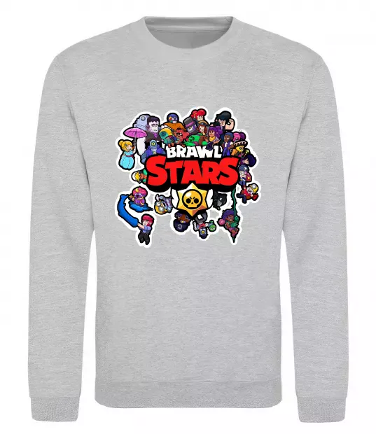 Світшот Brawl Stars колаж персонажів Сірий меланж фото