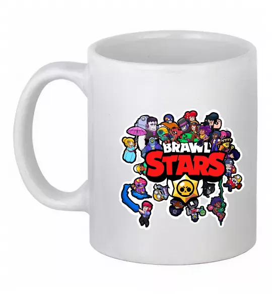 Чашка керамическая Brawl Stars колаж персонажів Белый фото