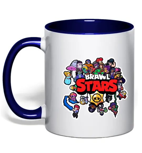 Чашка с цветной ручкой Brawl Stars колаж персонажів Глубокий темно-синий фото