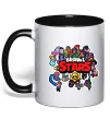 Чашка с цветной ручкой Brawl Stars колаж персонажів Черный фото