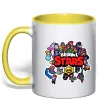 Чашка с цветной ручкой Brawl Stars колаж персонажів Лимонный фото