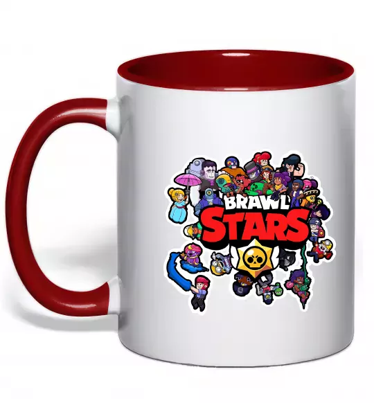 Чашка с цветной ручкой Brawl Stars колаж персонажів Красный фото