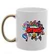 Чашка с цветной ручкой Brawl Stars колаж персонажів Золото фото