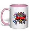 Чашка с цветной ручкой Brawl Stars колаж персонажів Нежно розовый фото