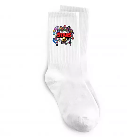Носки Brawl Stars колаж персонажів Белый фото