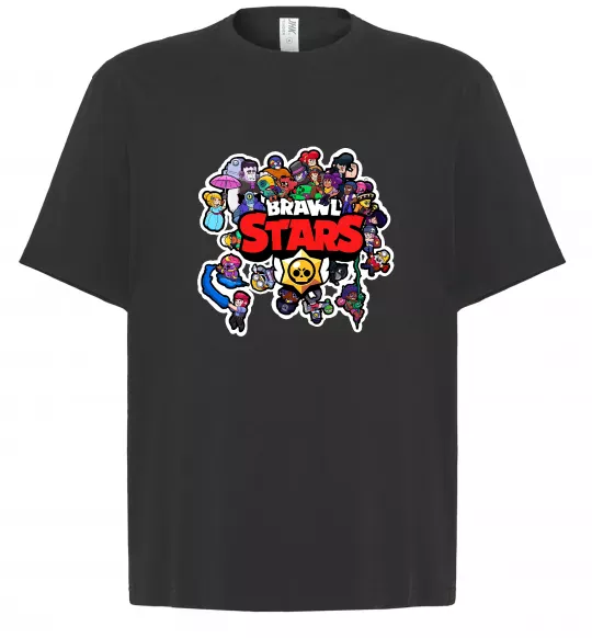 Футболка Оверсайз Brawl Stars колаж персонажів Черный фото