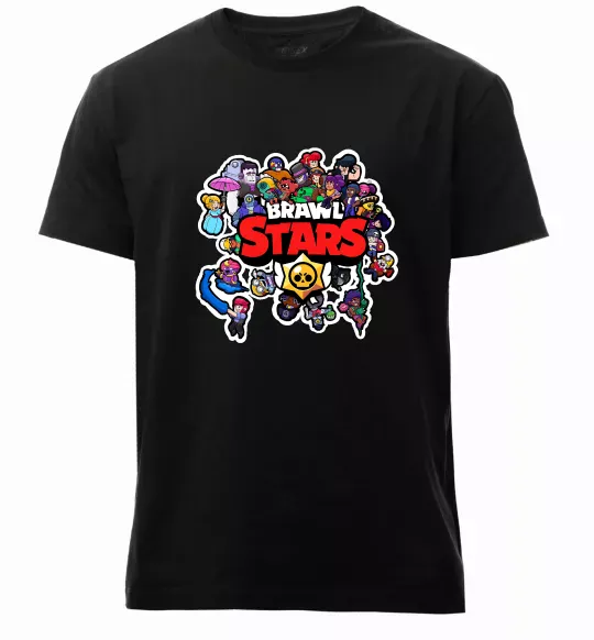Чоловіча преміум футболка Brawl Stars колаж персонажів Чорний фото