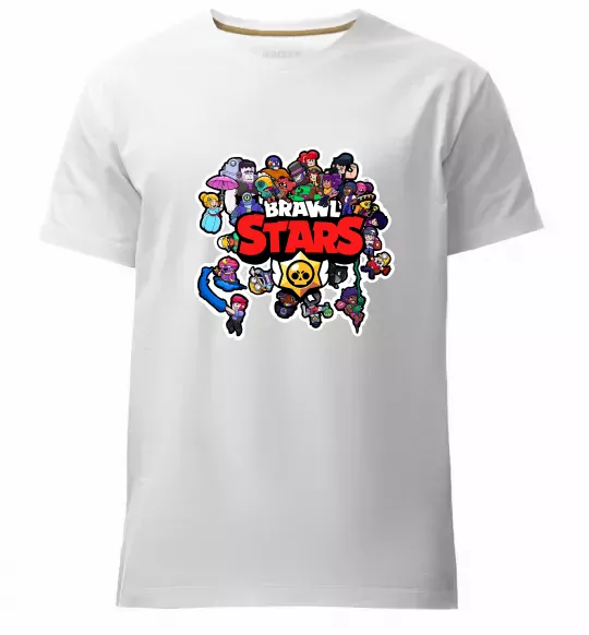 Чоловіча преміум футболка Brawl Stars колаж персонажів Білий фото