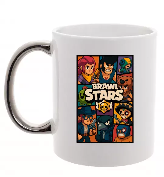 Чашка с цветной ручкой Brawl Starrs в стилі GTA Серебро фото