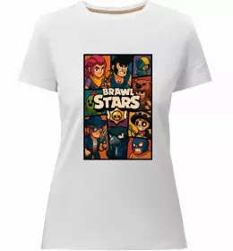 Женская премиум футболка Brawl Stars атрибути Белый фото