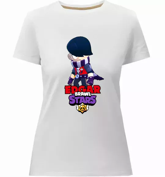Женская премиум футболка Brawl Stars Едгар Белый фото