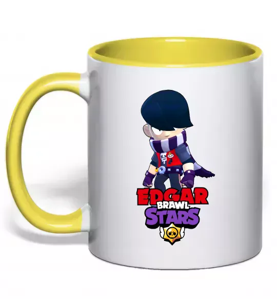 Чашка с цветной ручкой Brawl Stars Едгар Солнечно желтый фото