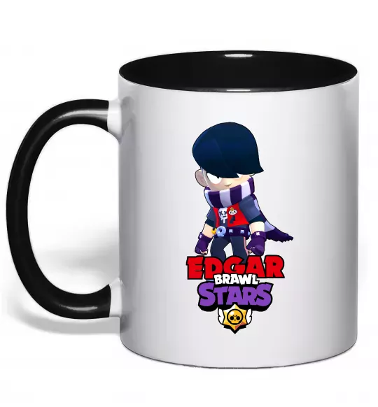Чашка с цветной ручкой Brawl Stars Едгар Черный фото