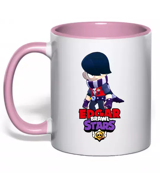 Чашка с цветной ручкой Brawl Stars Едгар Нежно розовый фото