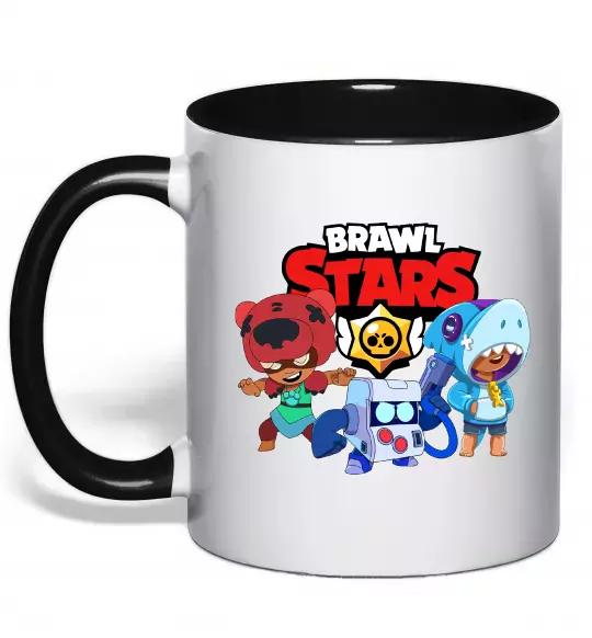 Чашка з кольоровою ручкою Brawl Stars Герої Чорний фото