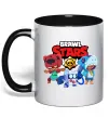 Чашка з кольоровою ручкою Brawl Stars Герої Чорний фото