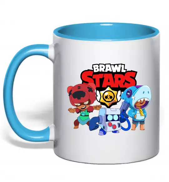 Чашка з кольоровою ручкою Brawl Stars Герої Блакитний фото
