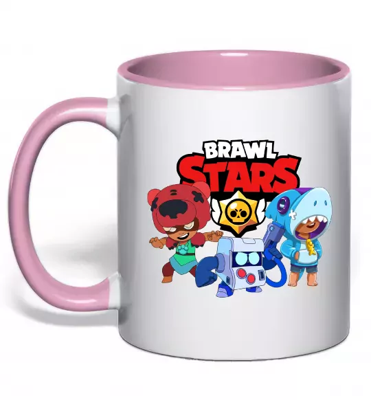 Чашка з кольоровою ручкою Brawl Stars Герої Ніжно рожевий фото