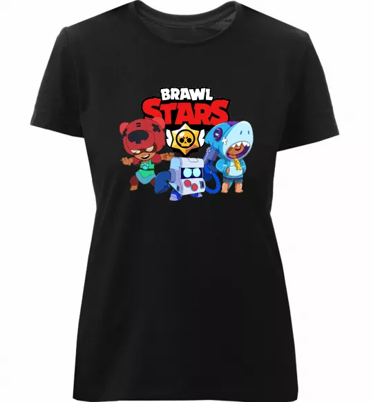 Женская премиум футболка Brawl Stars Герої Черный фото