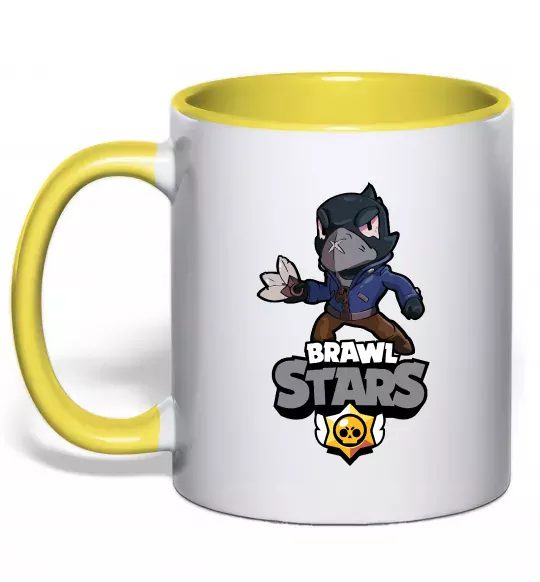 Чашка з кольоровою ручкою Brawl Stars Ворон Сонячно жовтий фото