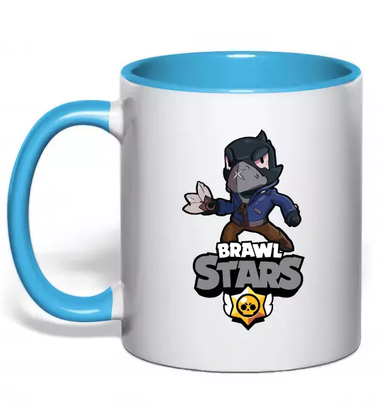 Чашка з кольоровою ручкою Brawl Stars Ворон Блакитний фото