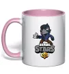 Чашка з кольоровою ручкою Brawl Stars Ворон Ніжно рожевий фото
