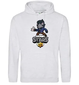 Мужская толстовка (худи) Brawl Stars Ворон Серый меланж фото