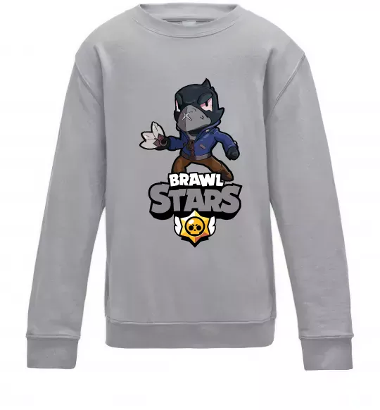 Детский Свитшот Brawl Stars Ворон Серый меланж фото